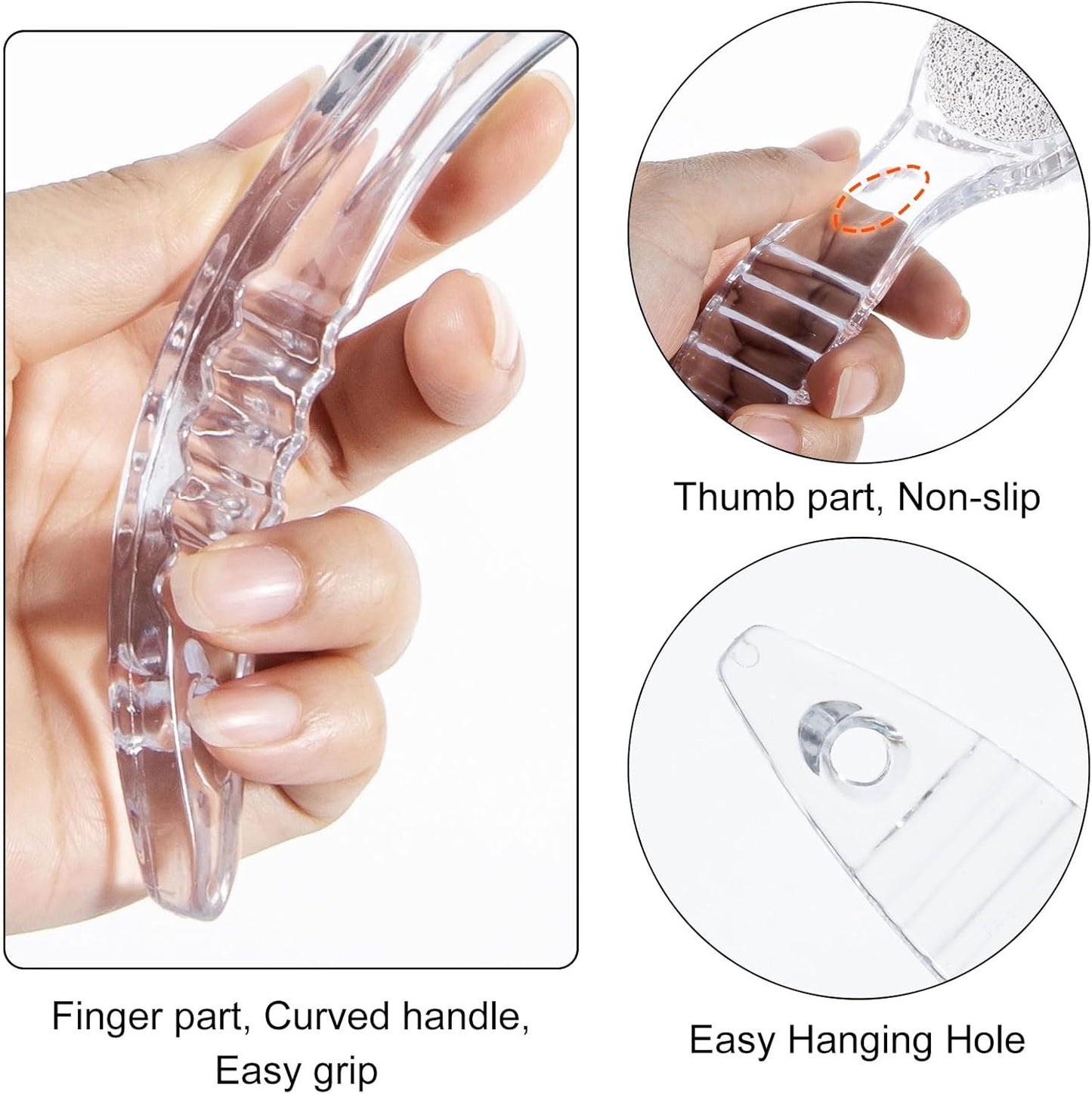 2 Pcs Foot Pumice Stone Brush Calluses Remover, Ooloveminso Large Foot Scrubber Foot File with Handle 2 in 1 Suitable for Horniness Foot Spa, Foot Care Smooth Skin (Transparent)