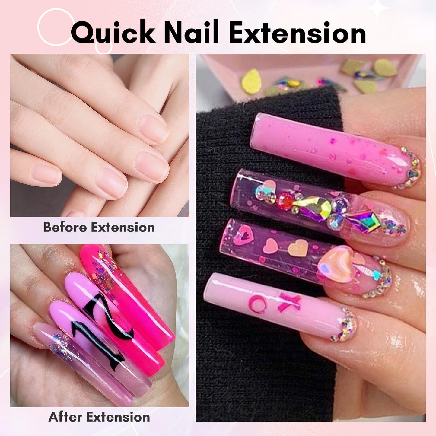 Makartt Poly Nail Gel: 50ML, Sheer Pink Color, Strong Builder for Extension Strengthener 3D Diy, Resistent Hard Gels for Nails Manicure Supplies Home Salon-Azalea