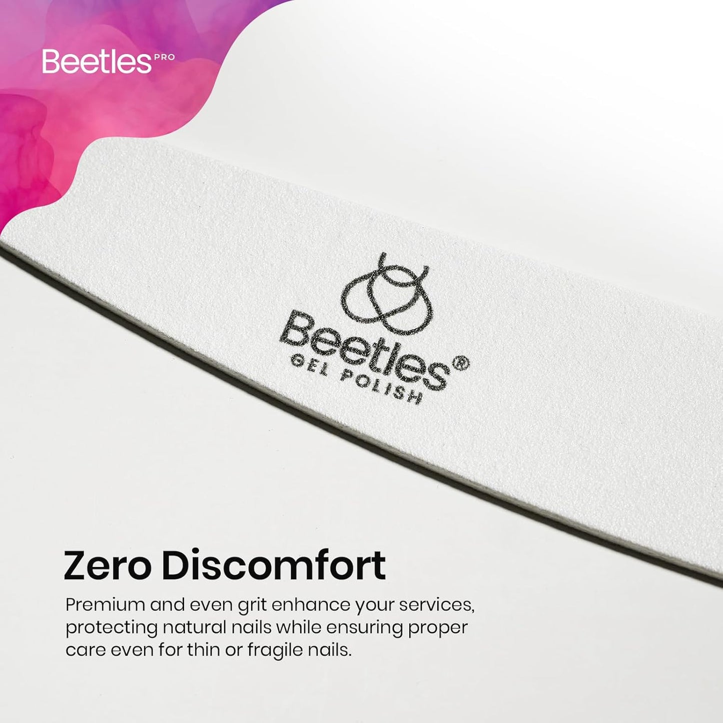 Beetles Pro 10-Pcs Nail File – Professional 180/240 Grit Washable Natural Nail File Double Sided Wood Board Nails Files for Acrylic, Gel & Natural Nails – Salon Quality Manicure Tool