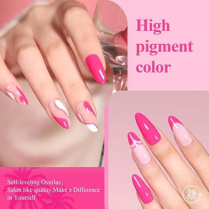 Gel Nail Polish, 1Pcs 15ML Hot Pink Gel Polish Bright Summer Neon Colors Gel Polish Soak Off Starters Nail Art Salon Manicure Design at Home Girlfriend Gift for Holidays 2024 Nails