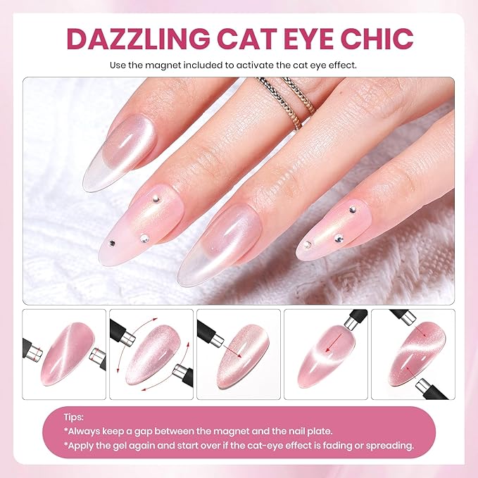 Beetles Nude Gel Polish Set, Glowy Grace 20 Colors Jelly Cat Eye Gel Nail Kit, Nude Pink Brown Purple Base Colors, Soak Off UV Glitter Fall Winter Trend Nails Charms Gift for Women