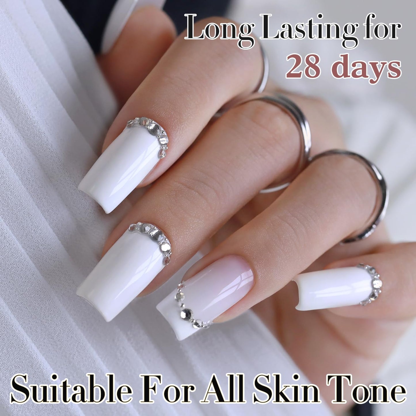 Double Rhythm 2 Pcs 15ml UV Gel Polish Set Pure White And Black Color Gel Nail Polish Kit Nail Art Salon DIY (White and Milky White-A1075+A1093)