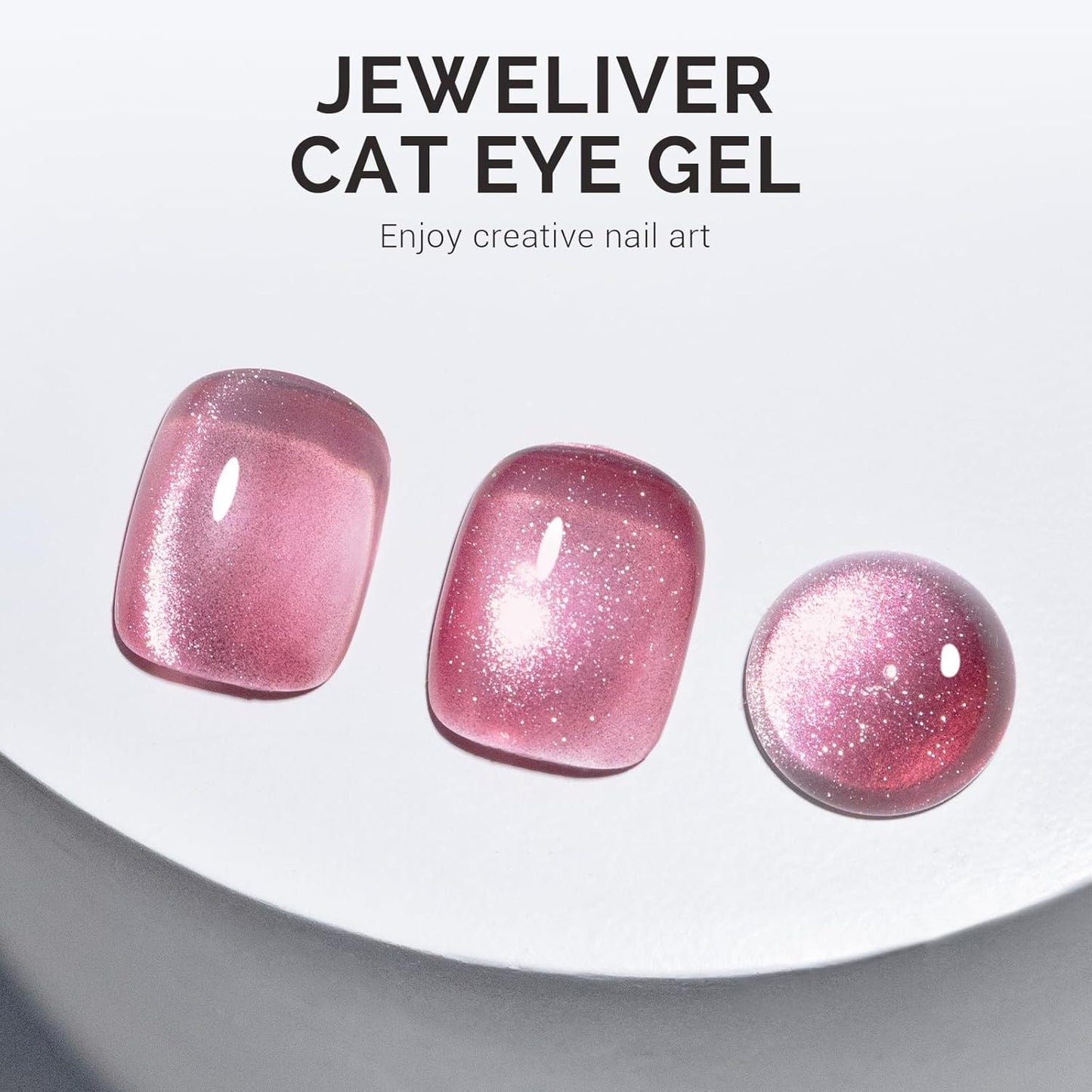 MelodySusie Jeweliver Cat Eye Gel Nail Polish, 0.5 Fl Oz Rose Pink Glitter Holographic Magnetic Nail Polish with Magnet, UV Nail Polish for Nail Art Manicure Salon DIY at Home C47