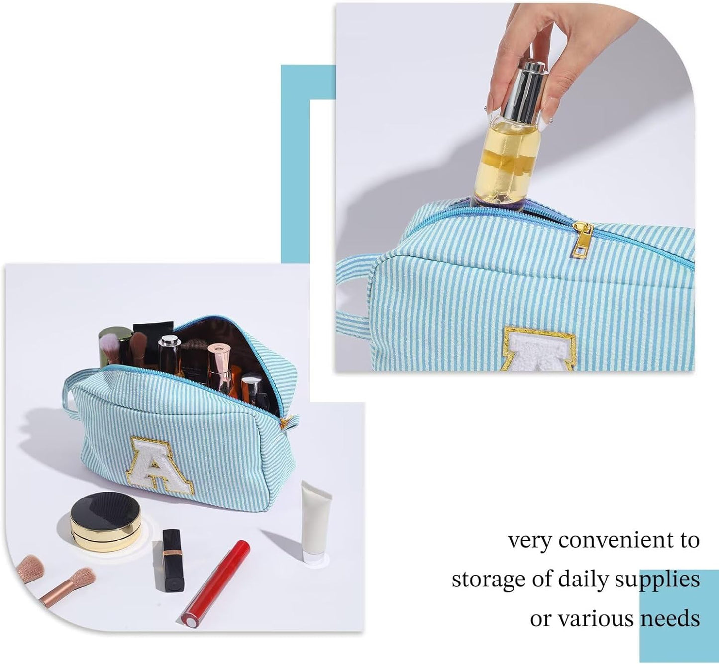 YOOLIFE Birthday Gifts for Mom, Mom Gifts from Daughter, Mother In Law Gifts, Mama Gift Idea, Personalized Gifts for Women, Initial Makeup Bag for Women C