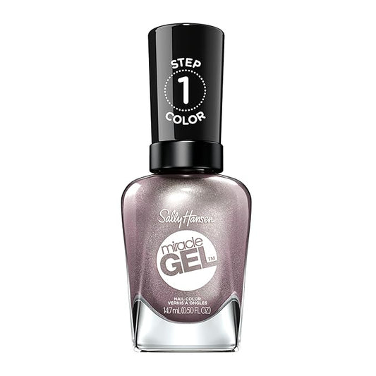 Sally Hansen Miracle Gel Salon Quality Nail Polish | Gel-Like Formula, Two-Step System, No UV Light Needed, Long Lasting | Opaque, Shimmery | 204 Adrenaline Crush | Metallic Plum Brown Nail Polish