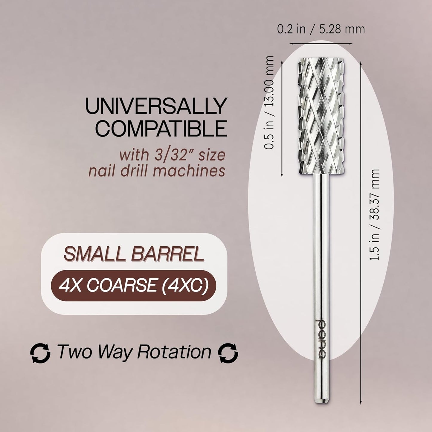 PANA Flat Top Small Barrel 3/32" Shank Size - (Silver, 4X Coarse Grit) - Fast remove Acrylic or Hard Gel Nail Drill Bit for Manicure Pedicure Salon Professional or Beginner