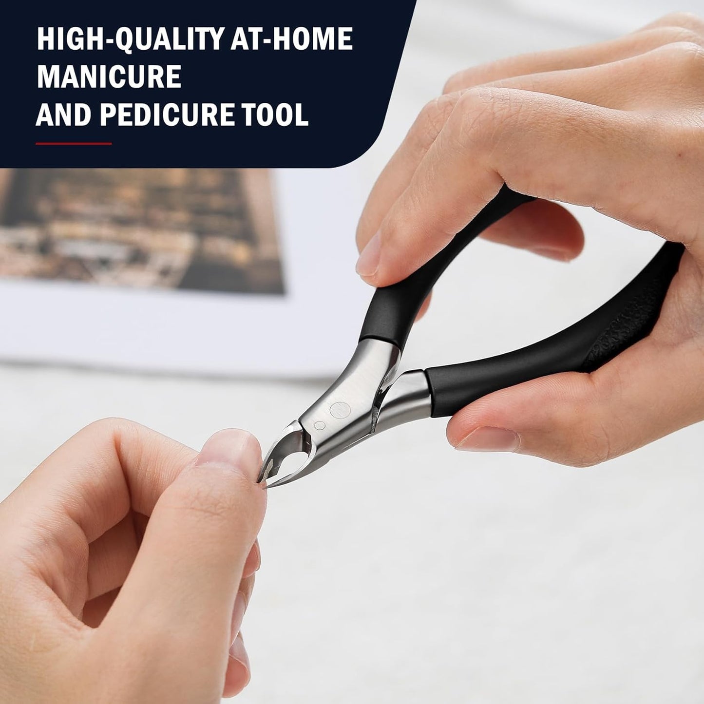 FVION Cuticle Trimmer – Professional Cuticle Nippers, Rubber Coated Handle Manicure Tools – Stainless Steel Cuticle Cutter for Nails (5mm)