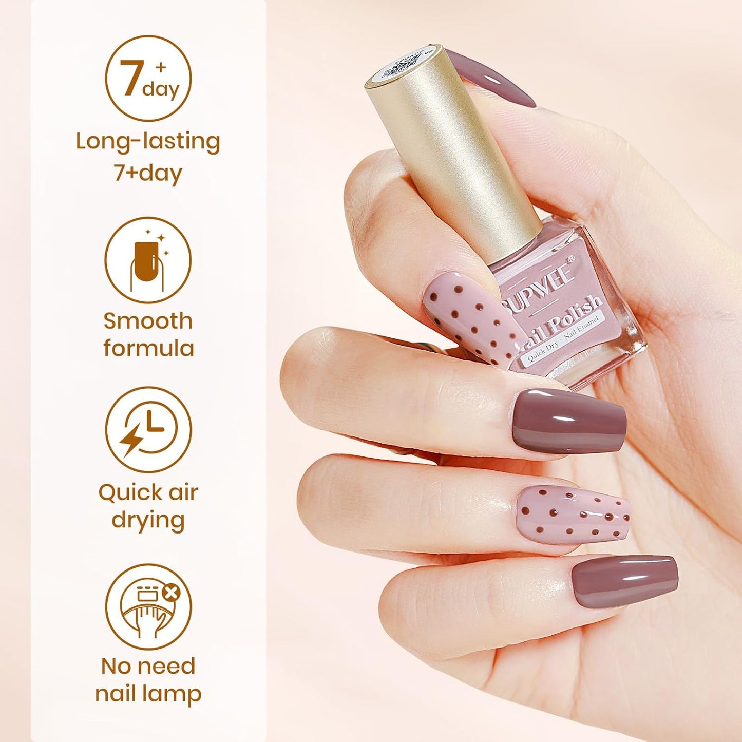Quick-Dry Fall Winter Nail Polish Set, Regular Nail Polish Non Gel Air Fast Drying Fingernail Lacquer Manicure Salon DIY at Home