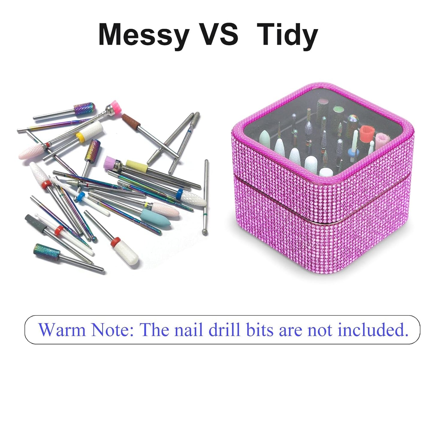 Nail Drill Bits Holder Case- 30 Holes Dustproof Rhinestone Nail Bits Box Efile Displayer Organizer Container for Manicure Tools