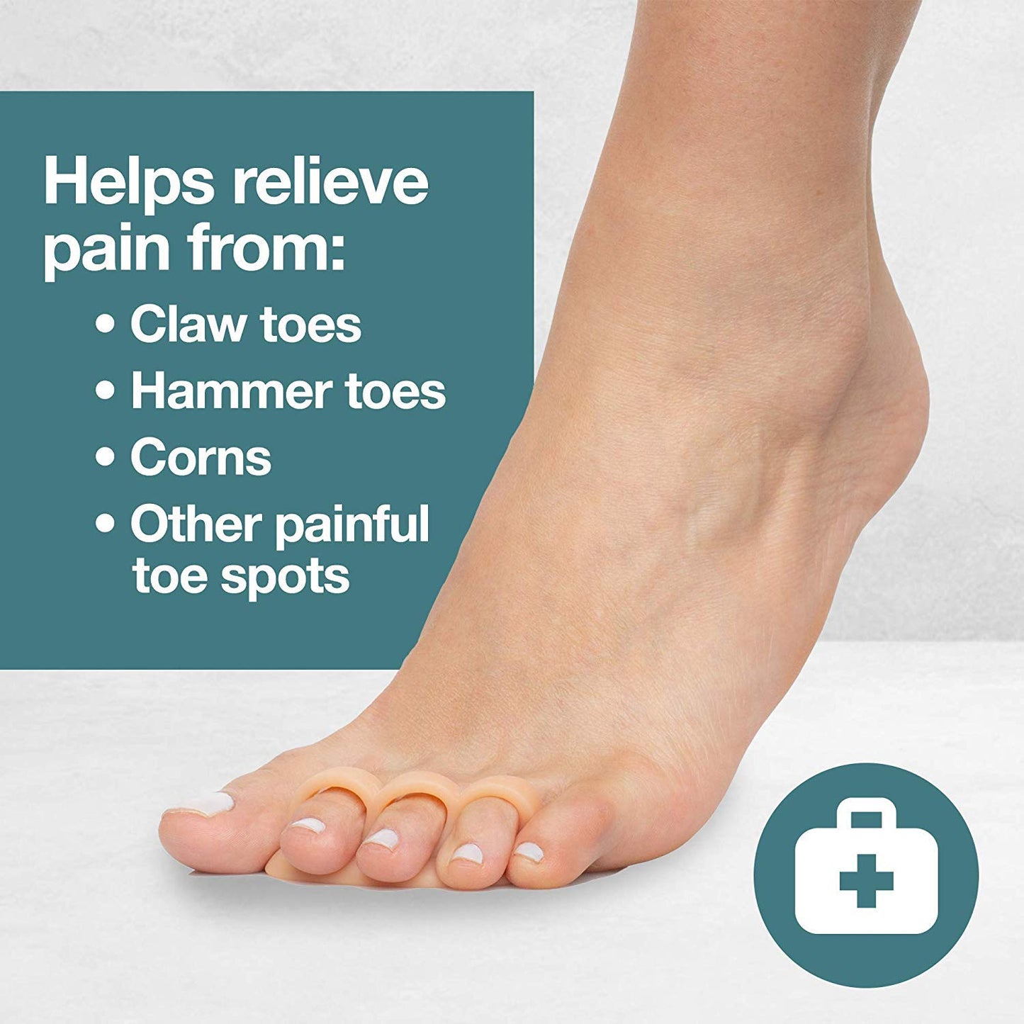 ZenToes Hammer Toe Corrector for Women & Men | Triple Loop Gel Toe Spacers & Separators | Realign Bent, Crooked, Curled, Claw, Hammertoes | Soft Support for Straightening | 4 Pack, Beige