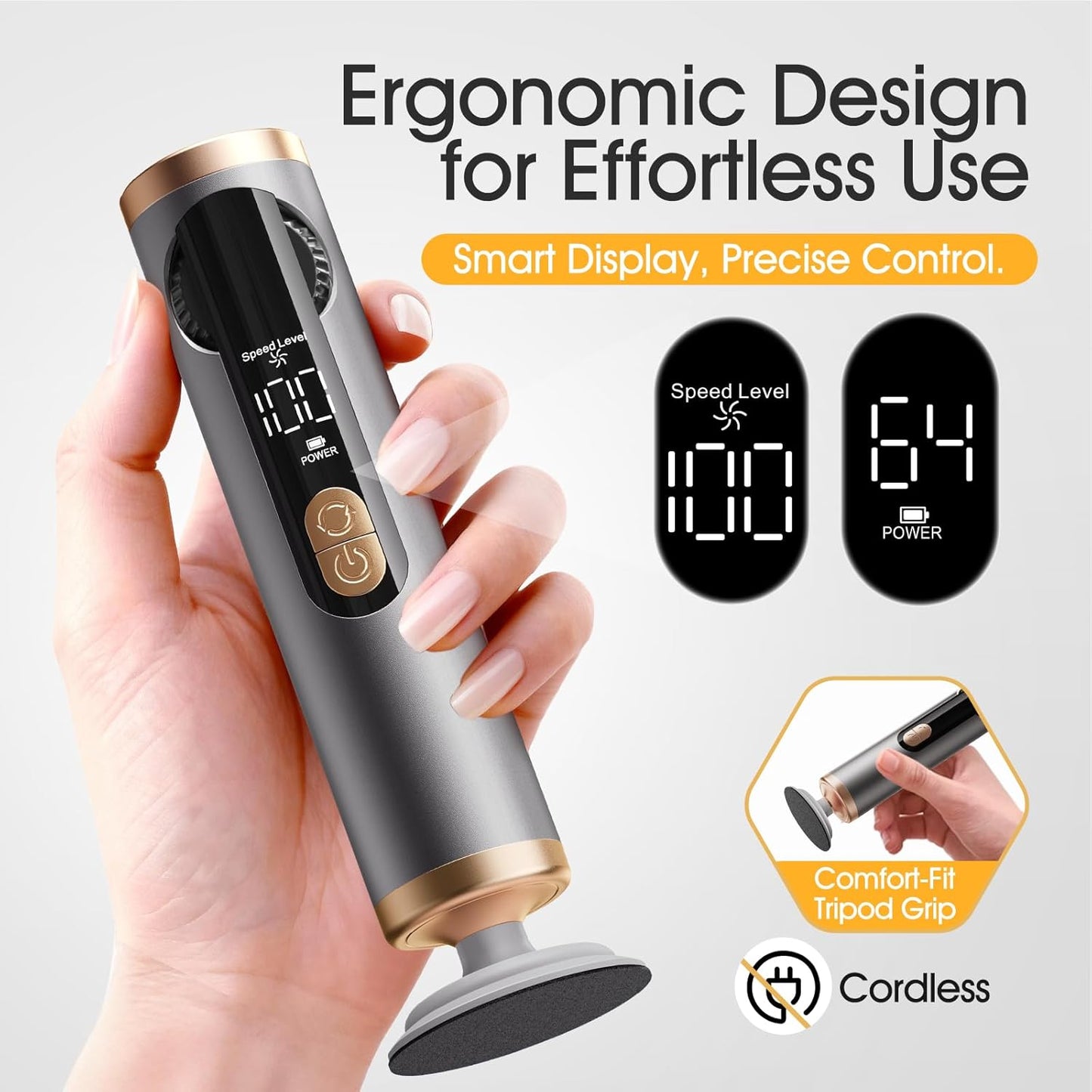 Electric Callus Remover for Feet, Rechargeable Pedicure Tools for Feet with 40PCS Sandpaper Discs, Adjustable Speed Heel Scraper for Cracked Heels, Foot Care Scrubber File for Dry Dead Skin