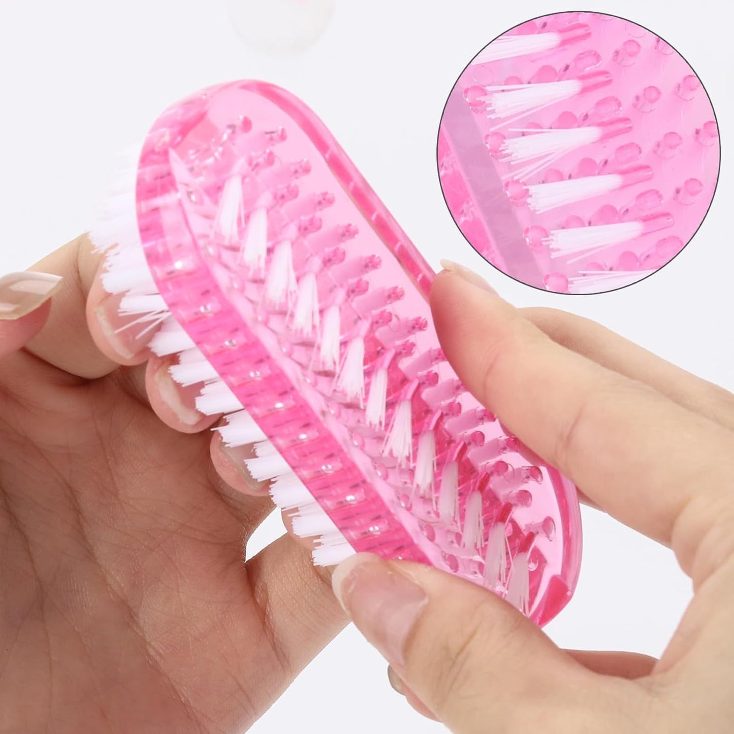 Nail Cleaning Brushes Plastic for Fingernails 2-Sided Non-Slip Brush Nail Brushes 4 Pack(Pink and Purple)