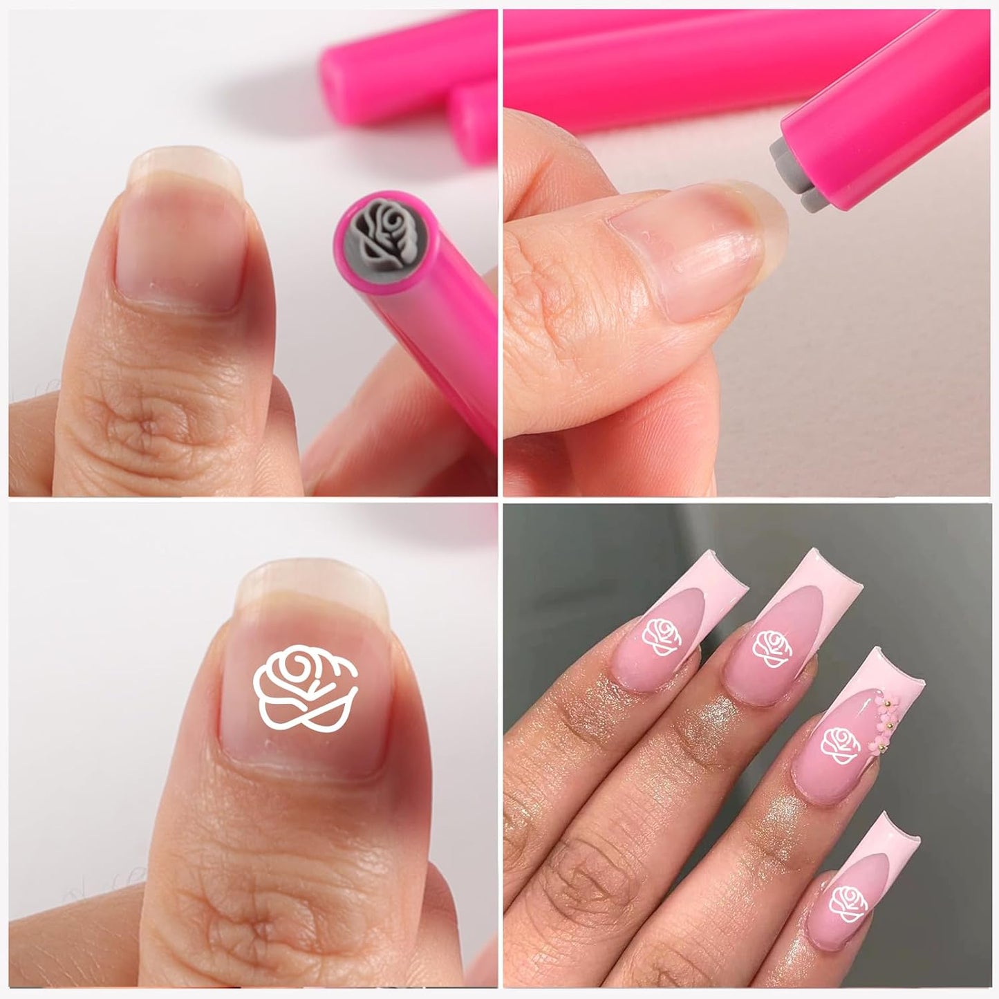 WOKOTO 15pcs Flower Heart Butterfly Nail Art Stamp Pen Set, Easy Designs Nail Stamper Tools For Women Multiple Pattern Nail Stamping Pens, Nail Design Stamp Ideal For Home DIY Stamper Nails Kit
