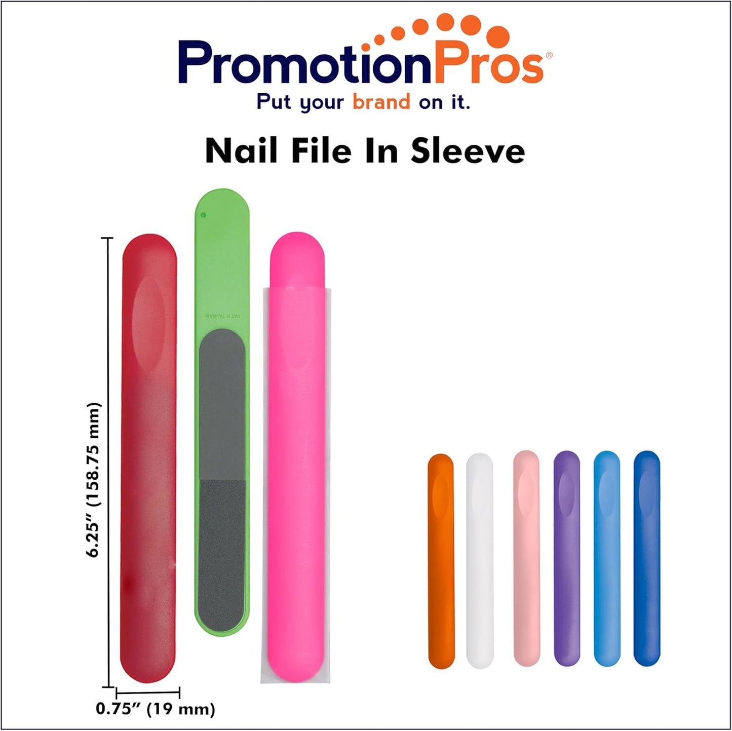 Nail File in Sleeve Add Customized with Text Name or Personalized Image $0.89 Each - Sold in Pack of 500 - Light Blue