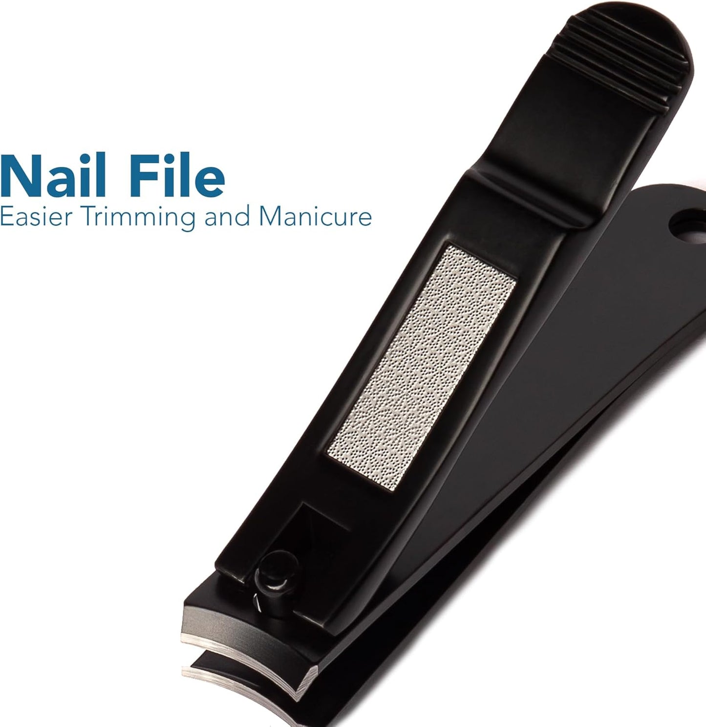 Nail Clippers for Thick Nails - 2 Pack Heavy Duty Toenail & Fingernail Clippers for Men Precision Stainless Steel Cutter Set with Travel Case (Black)