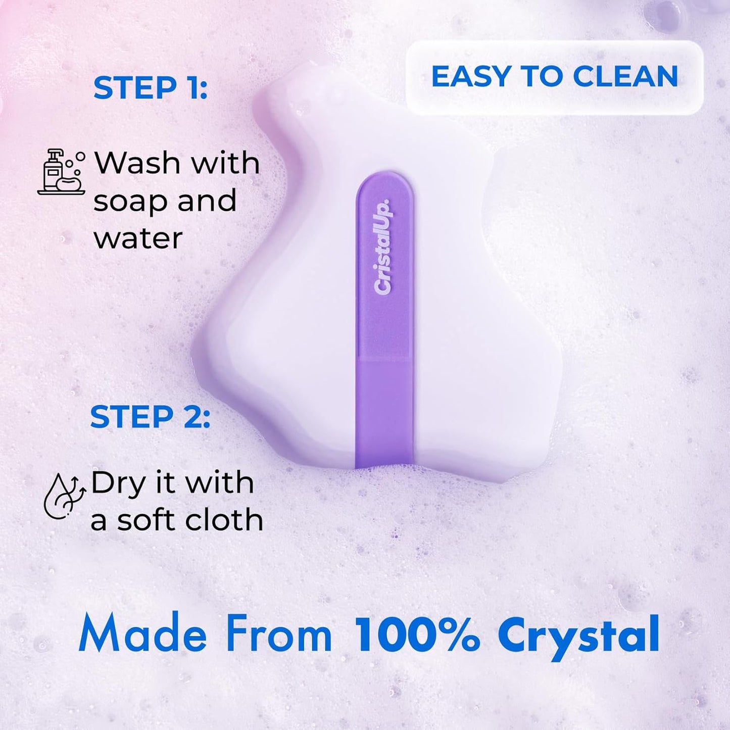 Crystal Nail File 5.3in, Glass File Durable, Perfect for Home, Office and On The Go, Elegant Design for Professional Manicure and Pedicure Results