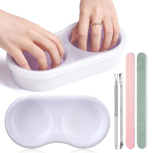 Dual Nail Soaking Bowl Acetone Proof: Soak Off Gel Nail Polish Dip Powder Remover Bowl- Cut the Soaking Time in Half Manicure Bowl for Salon Home