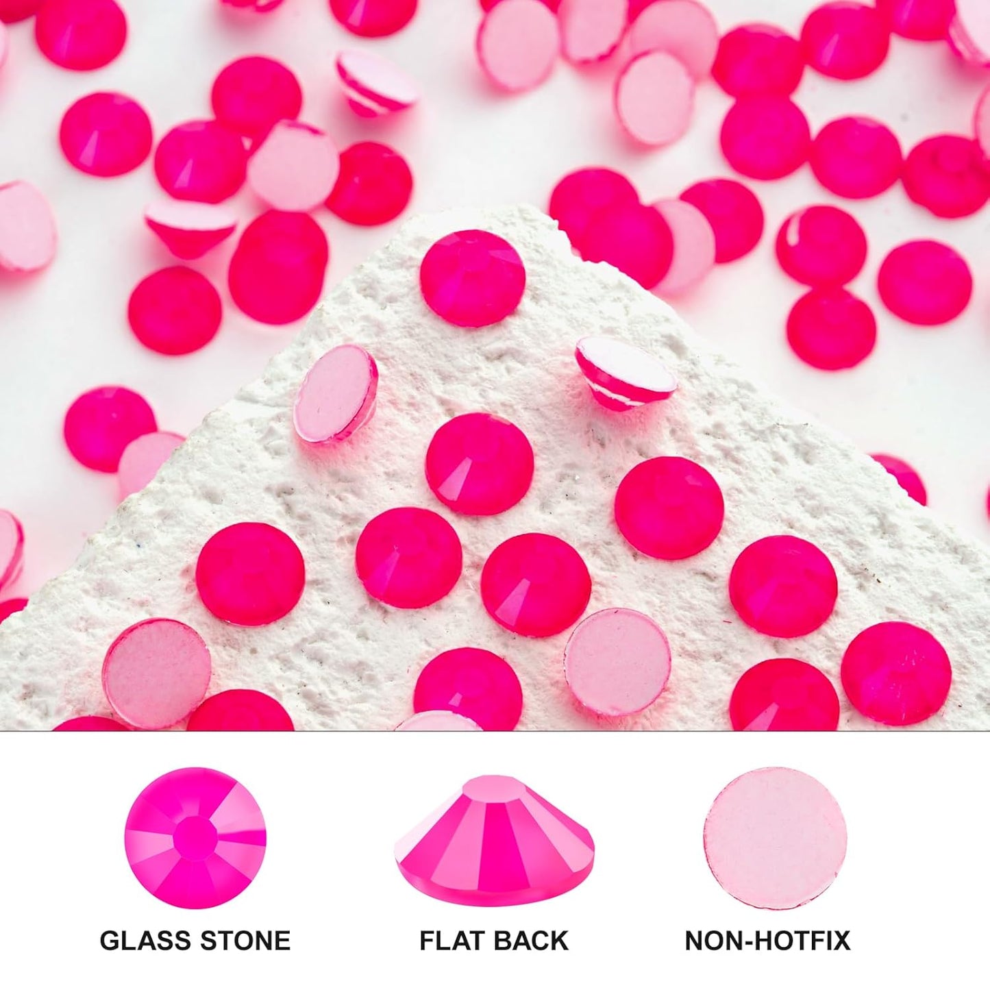 Novani 3000 Pieces Flatback Rhinestones Glass Round Gems Neon-Rose Crystals for Nail Art DIY Crafts Clothes Shoes,SS8,2.3-2.5mm