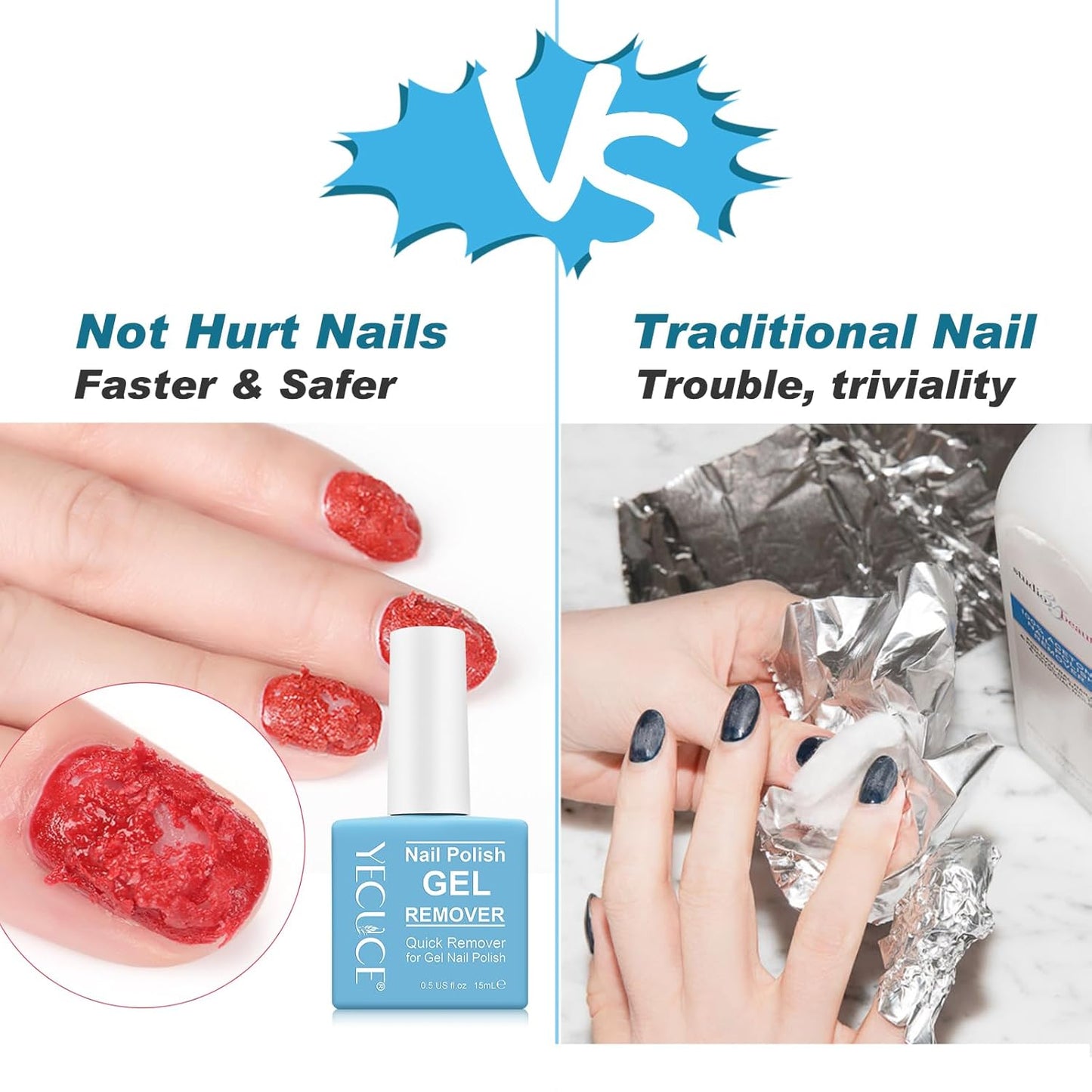 Gel Nail Polish Remover, (2PCS) Gel Polish Remover for Nails, Quickily and Easily Removes Gel Polish in 3-5 Minutes, No Need for Foil, Soaking or Wrapping (with Cuticle Pusher and Nail Scraper)