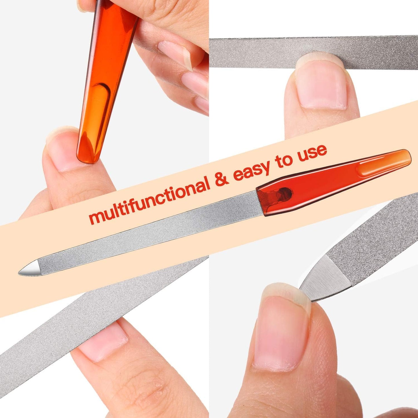 12 Pcs Metal Nail File 6.7 Inch Stainless Steel Nail File Double Sides with Anti Slip Handle Fingernails Toenails Manicure Tool for Woman and Men(Brown)