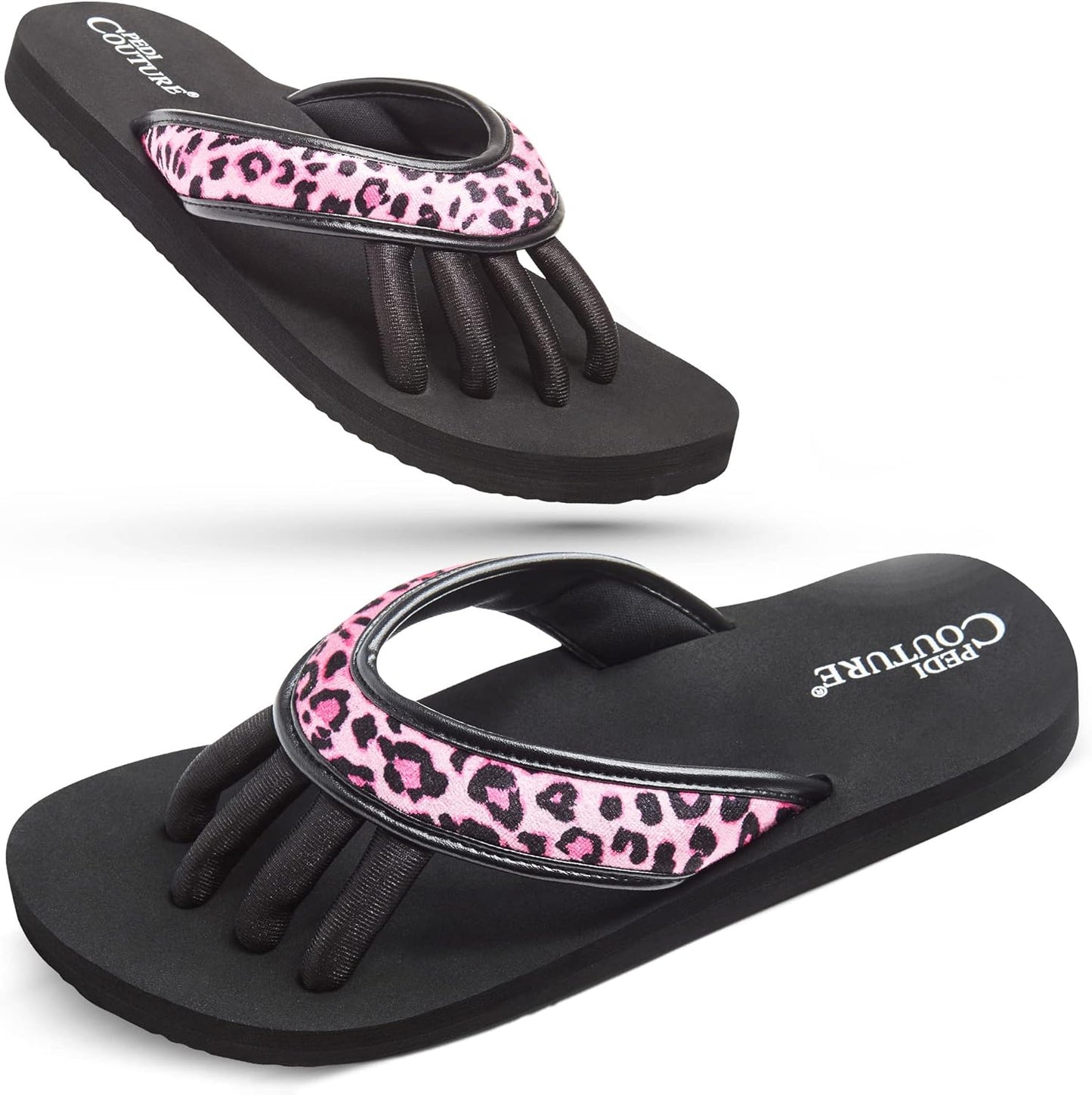 Pedi Couture Pedicure Sandals with Built In Toe Separators for Women - Comfortable Spa Style Flip Flops for Home, Salon, Yoga & Gym Use