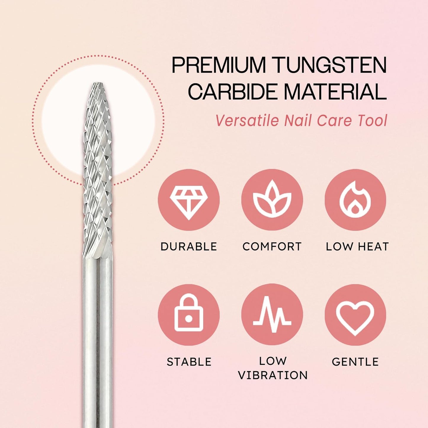 PANA 3/32" Carbide Cuticle Nail Drill Bit for Cuticle Cleaning, Dead Skin Removal, Gel Polish & Acrylic Removal, Under Nail Cleaner, Nail Salon, Manicure Tools (UNC - Silver, Medium)