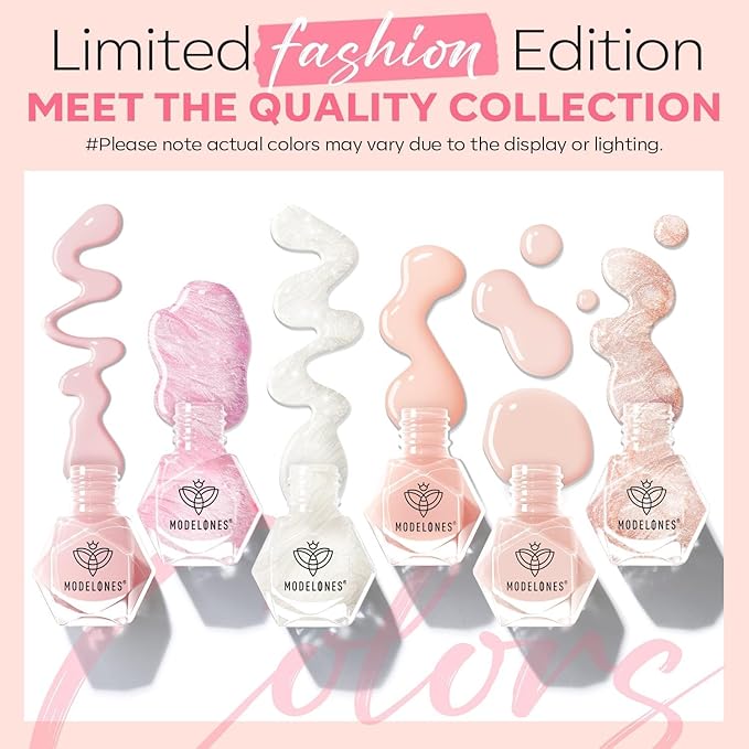 modelones Nail Polish Set 6 Colors Neutral Nude Pink Mini Skin Tones Collection Quick Dry Neutral Glitter Finger Nail Polish Home DIY Manicure Valentine's Gift for Women Girl