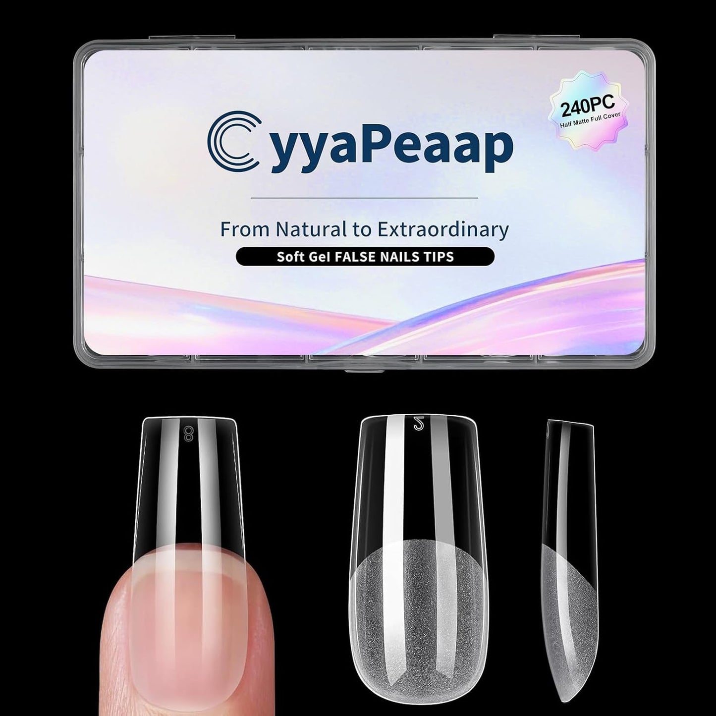 Medium Square Nail Tips 240Pcs Square Press on Nails Pre-shape Clear Soft Gel Nails Tips for Full Cover Acrylic French False Nails For Nail Extension, Home DIY Nail Salon 12 Sizes False Tips