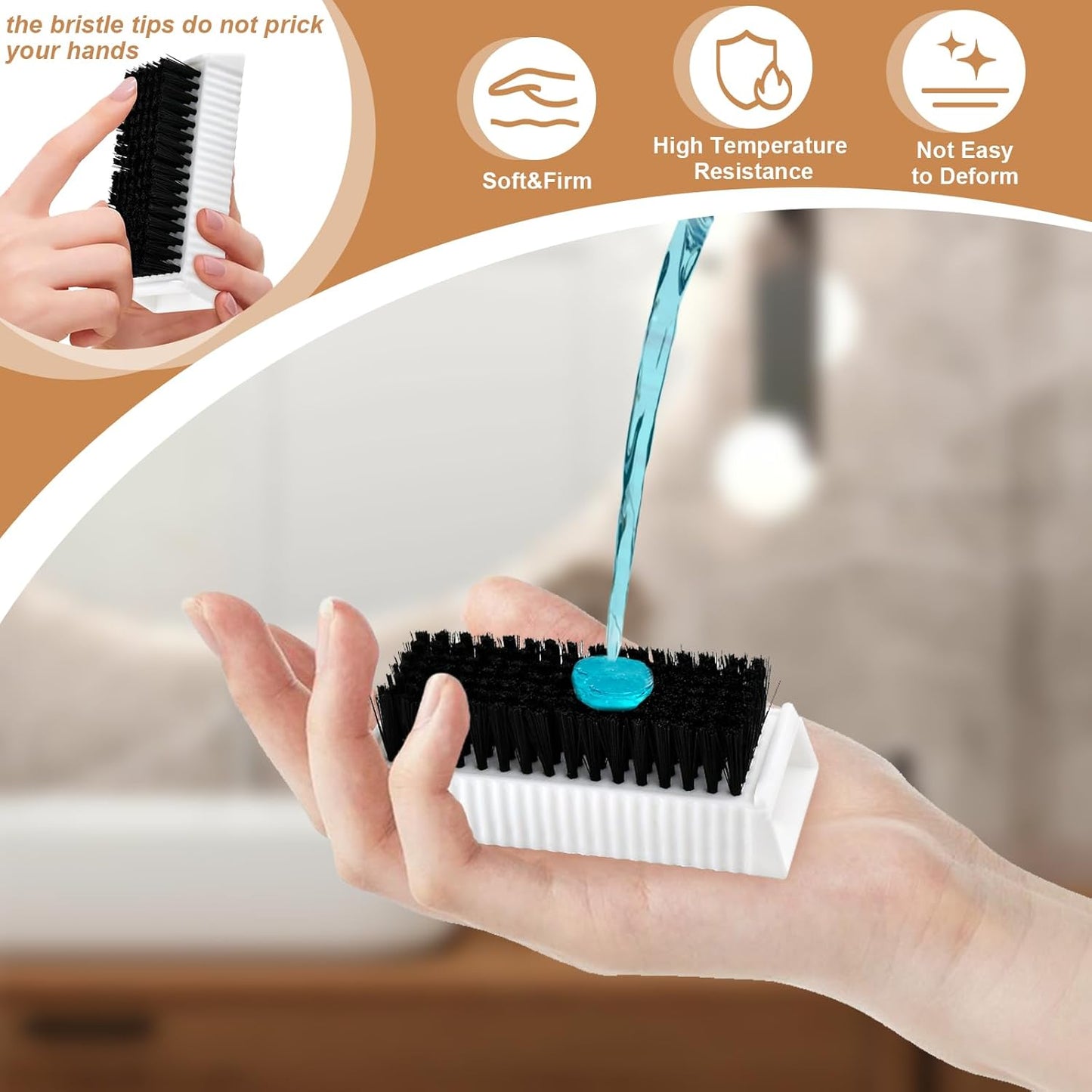 8 Pcs Hand Scrub Brushes for Nail Cleaning, Soft Fingernail Brush Non-Disposable Surgical Scrub Brushes with Nail Cleaner, Plastic Double-Sided Hand and Nail Cleaning Brush for Men Women Kids