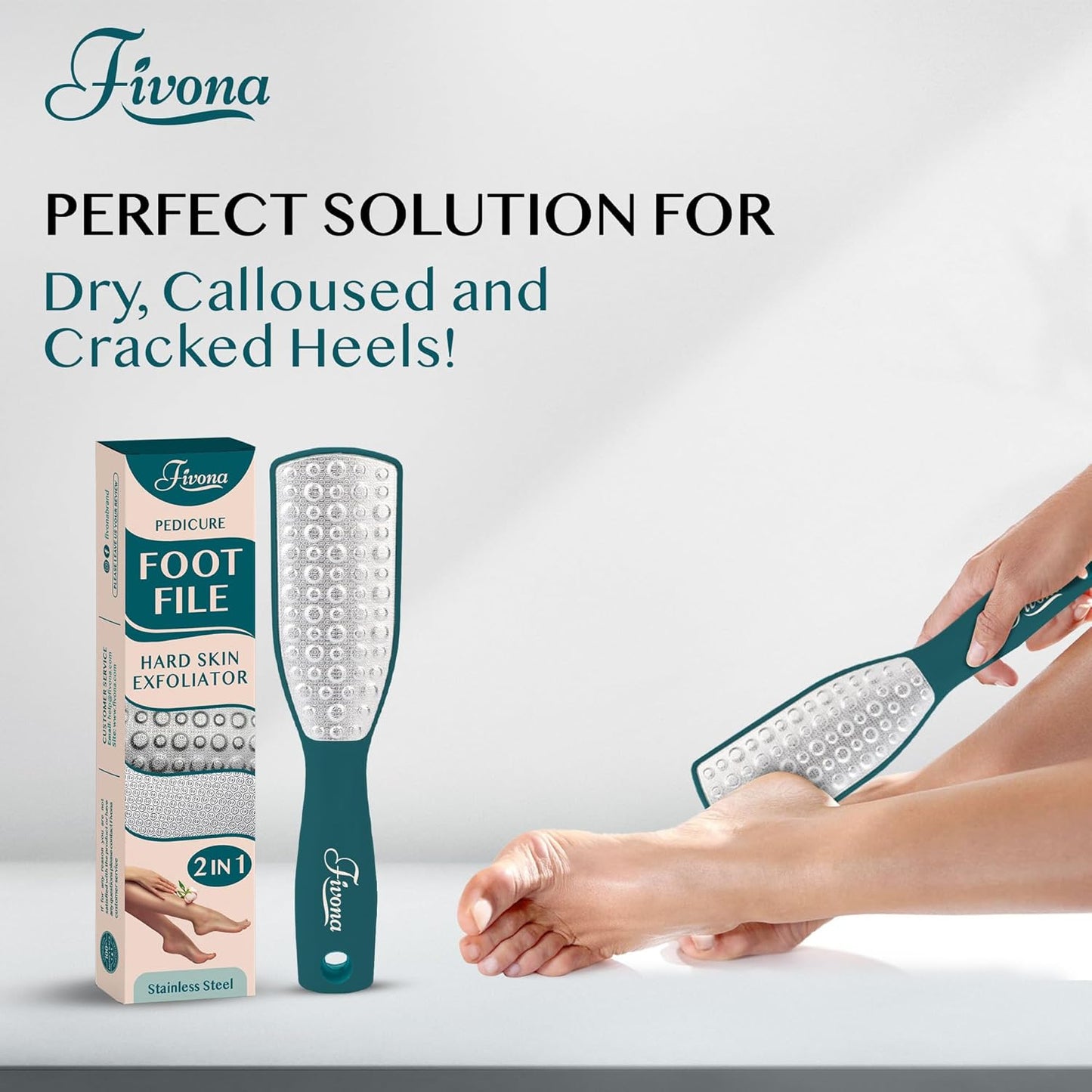 Fivona Professional Foot File - Callus Remover for Feet, Double Sided Foot Rasp for Dry Heels, Foot Scrubber Dead Skin Remover, Corn Removal for Feet