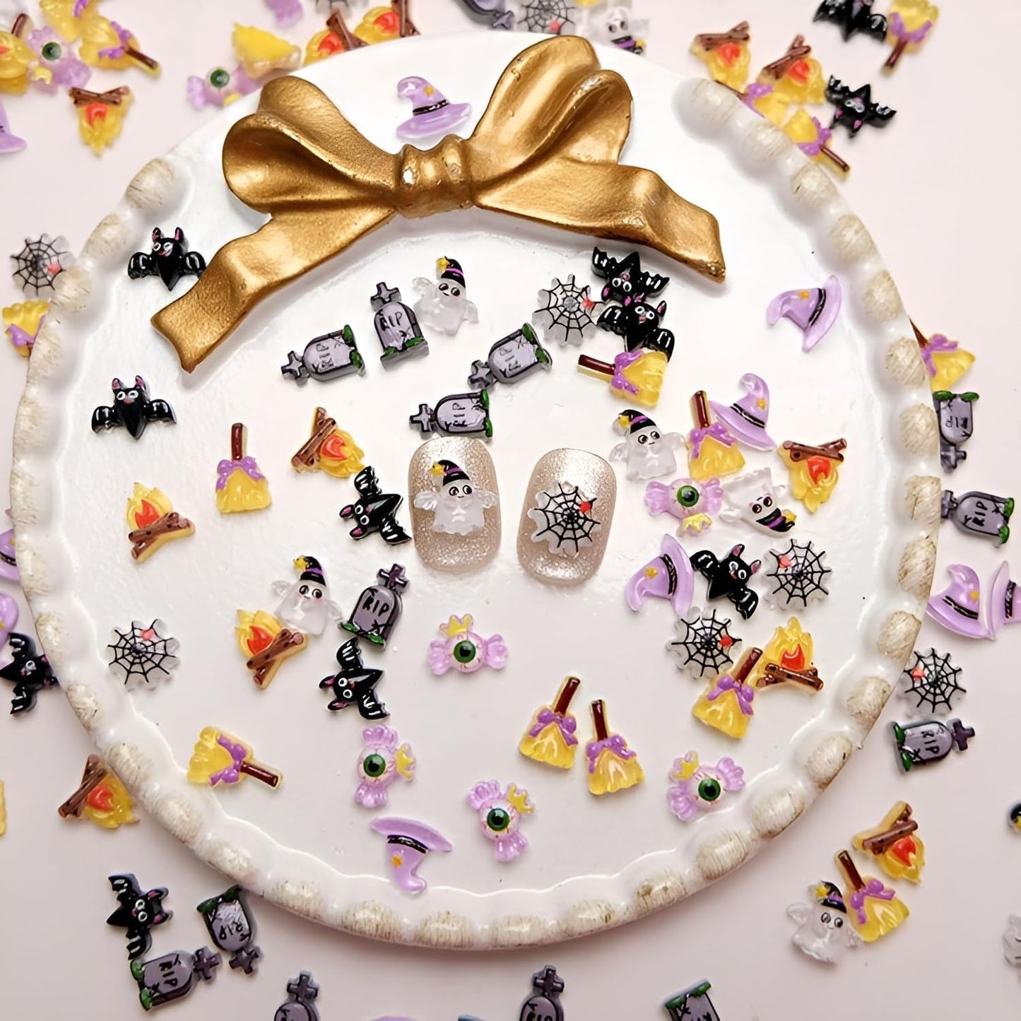 56Pcs Halloween Nail Charms 3D Resin Halloween Nail Art Charms Pumpkin Hat Bat Spider Web Nail Art Supplies for Acrylic Nails Halloween Nail Art Accessories for Women and Girls