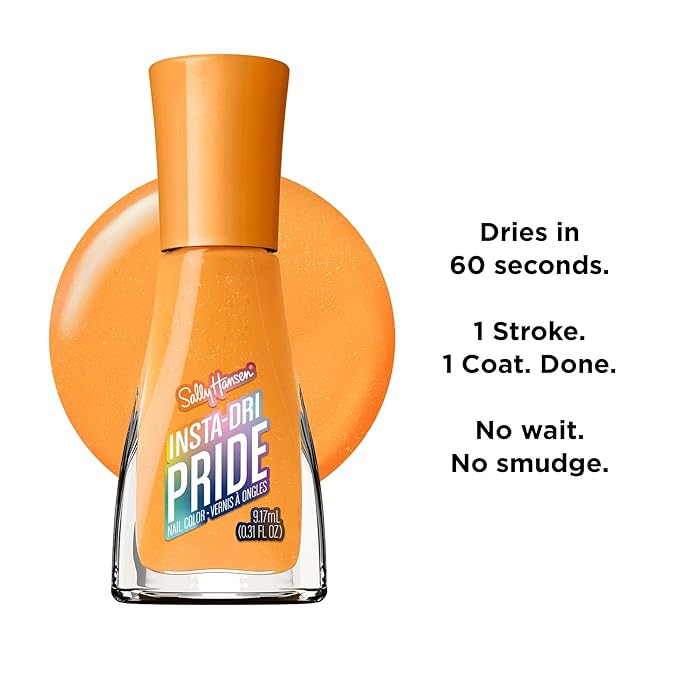 Sally Hansen Insta-Dri Pride Nail Polish | Quick Dry, Long Lasting, Streak-Free Shine | Opaque, Glossy | 770 Orange You GLAAD | Vivid Orange Nail Color