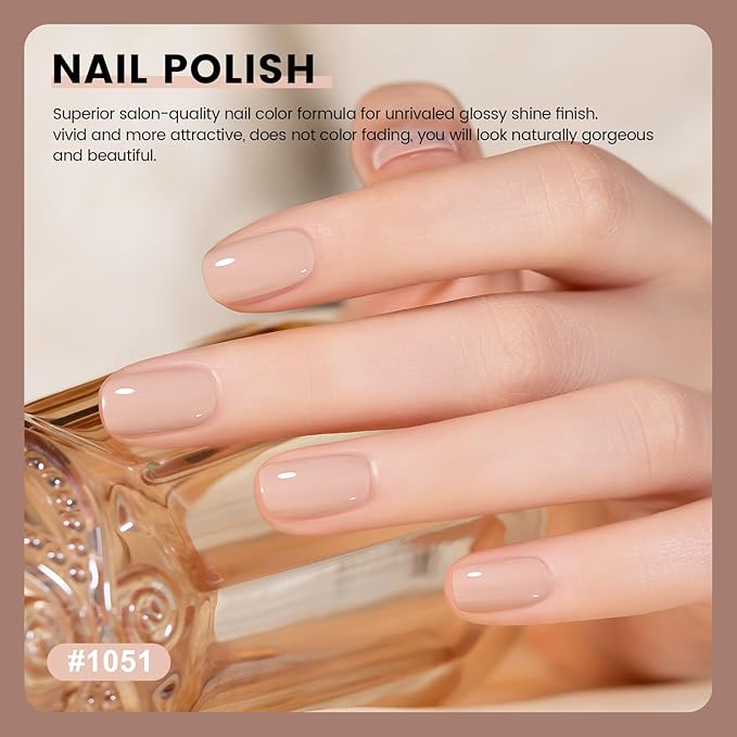 RARJSM Nude Pink Gel Nail Polish 2pcs Set,Gel and Lacquer Combo,Apricot Pink Air Dry Nail Lacquer and Nude Pink GelPolish LED UV Curing Requires French Manicure DIY Nail Art Home Salon 15ml