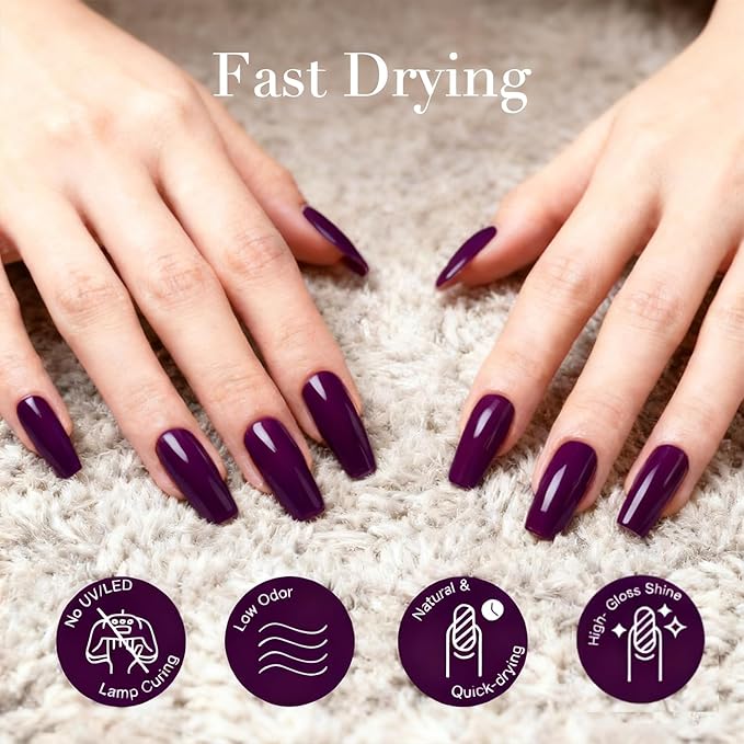 AZUREBEAUTY Purple Nail Polish Set 2 Colors Glitter Quick Dry Long Lasting French Tip Nail Polish Natural Manicure Diy Home Gift for Girls