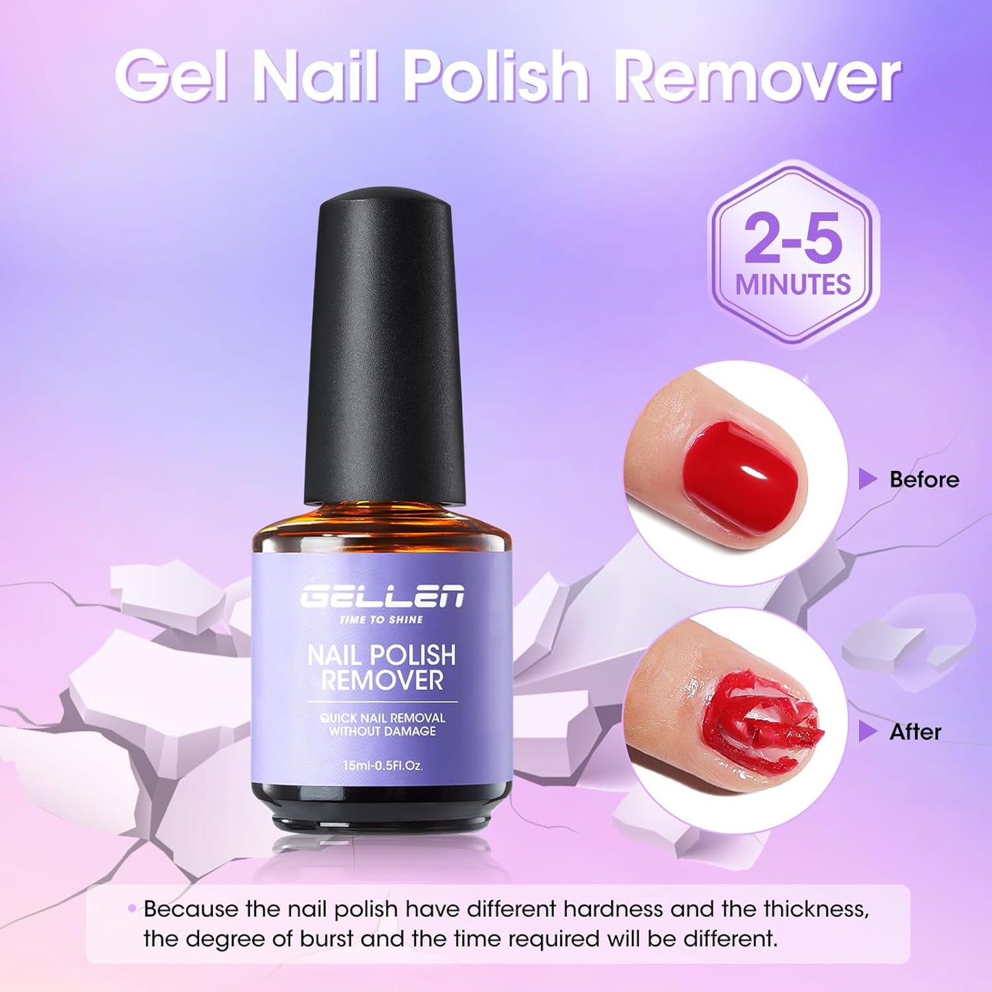 Gellen Gel Nail Polish Remover, 2-Pack Professional Quick Gel Remover for Nails 3-5 Minutes, Liquid Latex for Nails Pink, Safe & Easy Nail Polish Removal, No Need for Foil Soaking, Gifts for Women