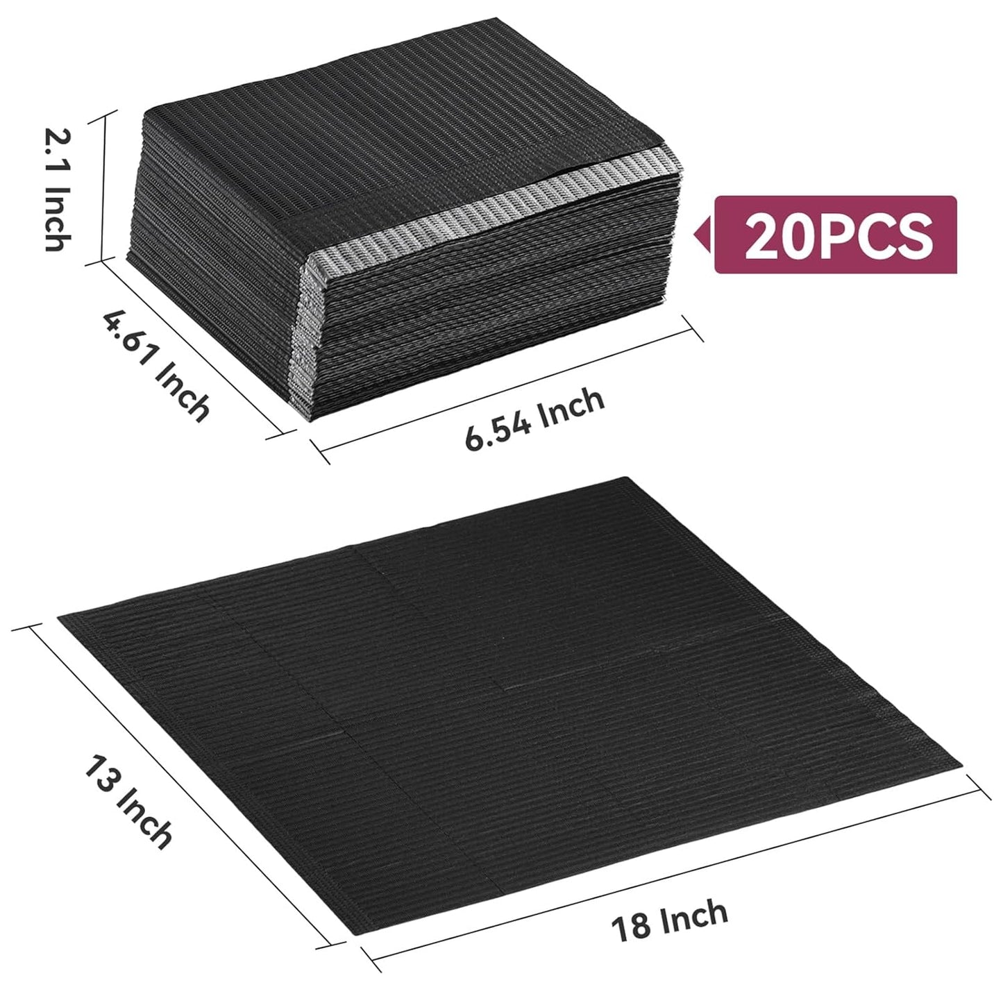 Makartt Disposable Nail Mats: 20 Pcs Fordable Nail Paper Towels for Table Acrylic Practice Sheet 3 Ply Waterproof Nail Art Table Mats Clean Pads for Salon Manicure Tattoo Black