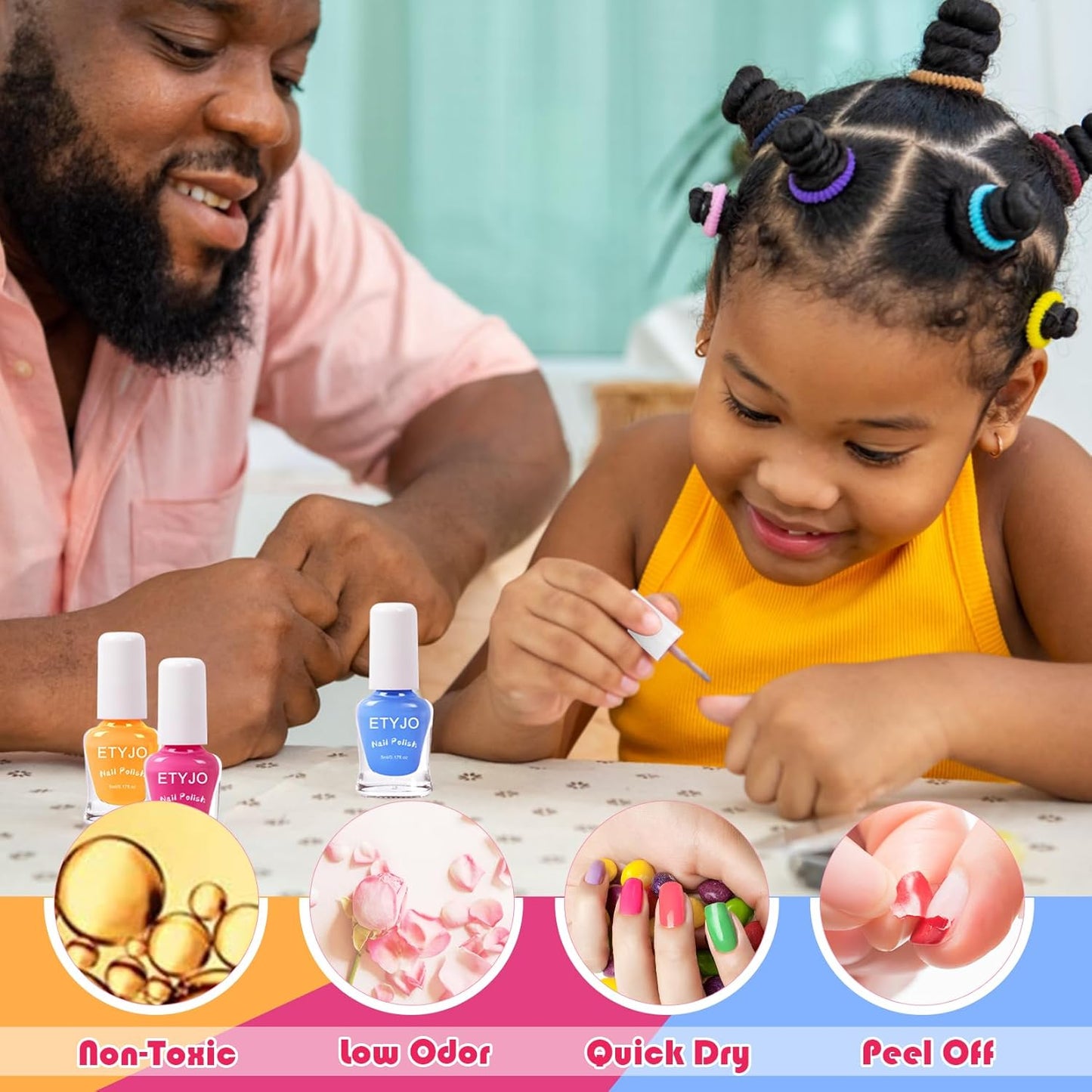 Kids Nail Polish Non-Toxic Nail Polishs 12 Colors Glitter Kids Nail Polish Set for Girls, Water-Based Peel-off Quick-Drying Nail Polish Toddler Perfect Birthday Gifts