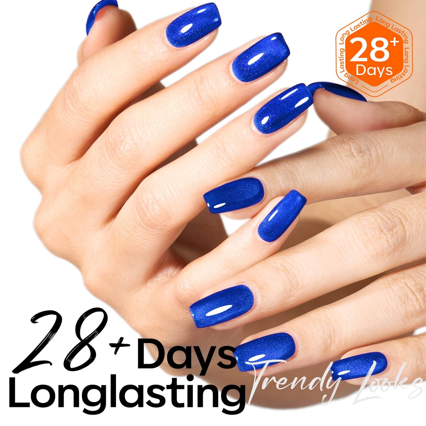 modelones Cat Eye Gel Nail Polish, Glitter Blue Magnetic Nail Polish with Magnet Soak Off U V Winter Gel Polish Shimmer Nail Art Top Coat Manicure Salon DIY