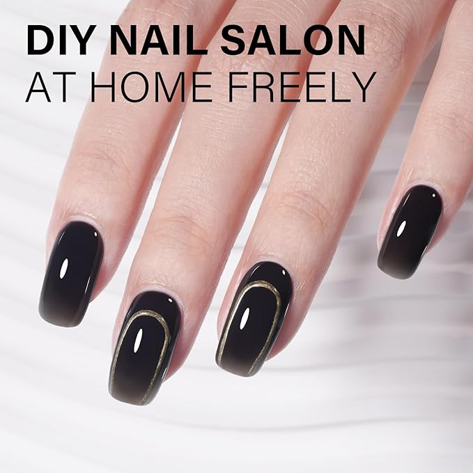 AILLSA Black Jelly Gel Nail Polish Forest Night Translucent Gel Polish Dark Color Sheer Gel Polish Long Lasting Ink Black Halloween Nails Soak Off U V Gel for Nail Art at Home 0.51 Oz GB133