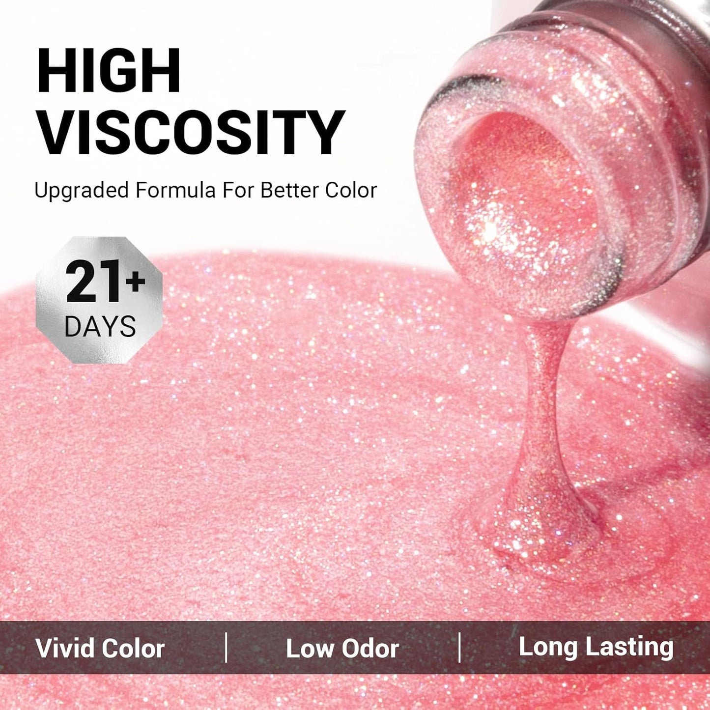 MelodySusie Sweet Pink Glitter Gel Nail Polish,0.5fl oz Soak Off UV LED Sparkle Pink Glitter Gel Polish Christmas Gift for Women Nail Art Manicure Salon DIY Nail Design Decoration at Home-A1617