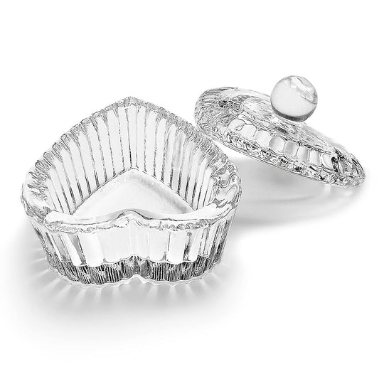 Crystal Sweet Heart Shape Acrylic Liquid Powder Glass Dappen Dish Glass Cup w Cap Lid Bowl for Acrylic Nail Art Transparent Kit (Clear)