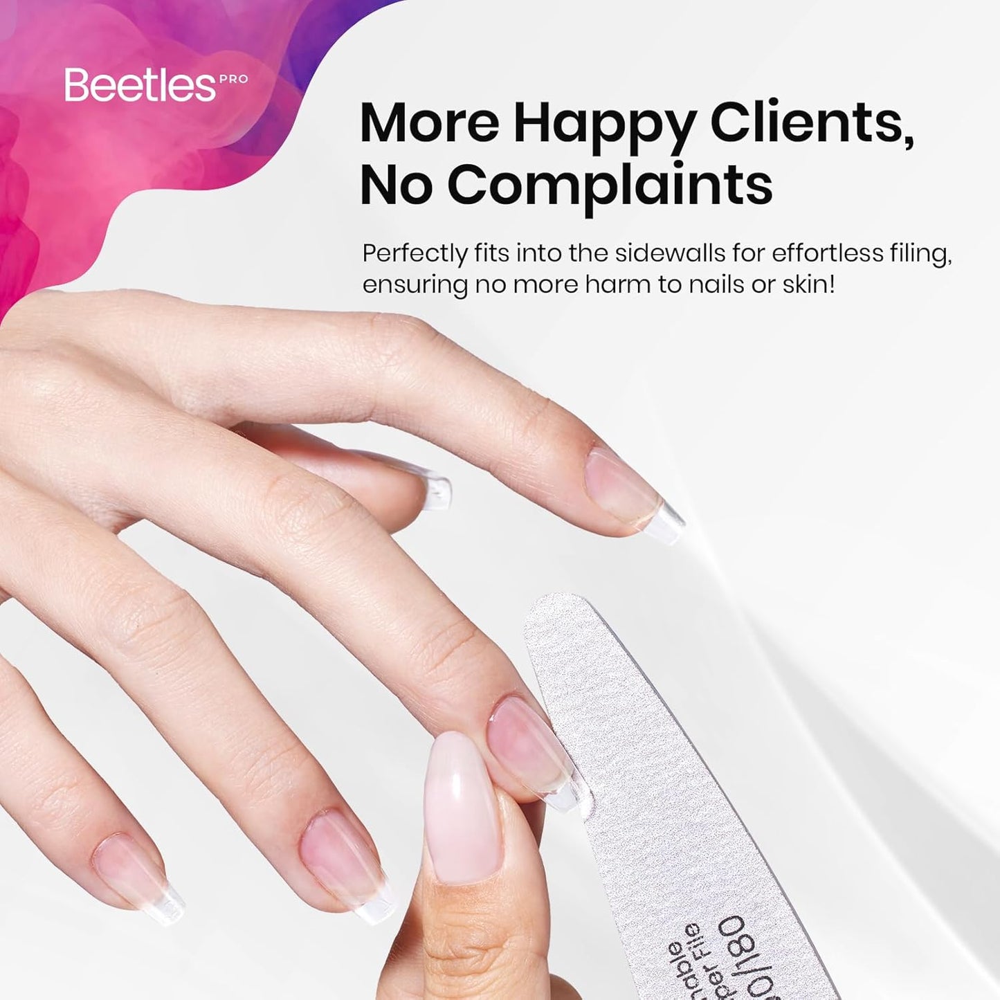 Beetles Pro 120-Pcs Nail File – Professional 100/180 Grit Double Sided Emery Board Nail Files Washable Shaper Files for Acrylic, Gel & Natural Nails – Salon Quality Manicure Tool