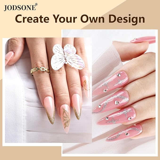 JODSONE 10ml Nail Art Gel Liner Glitter Gold Sliver Gel Nail polish Need U V Lamp Cured with Thin Brush at Home DIY Gift for Girls