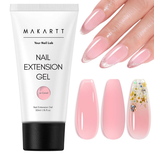 Makartt Poly Nail Gel: Natural Pink 50ML 3D Gel Nail Builder Salon Supplies Easy DIY at Home