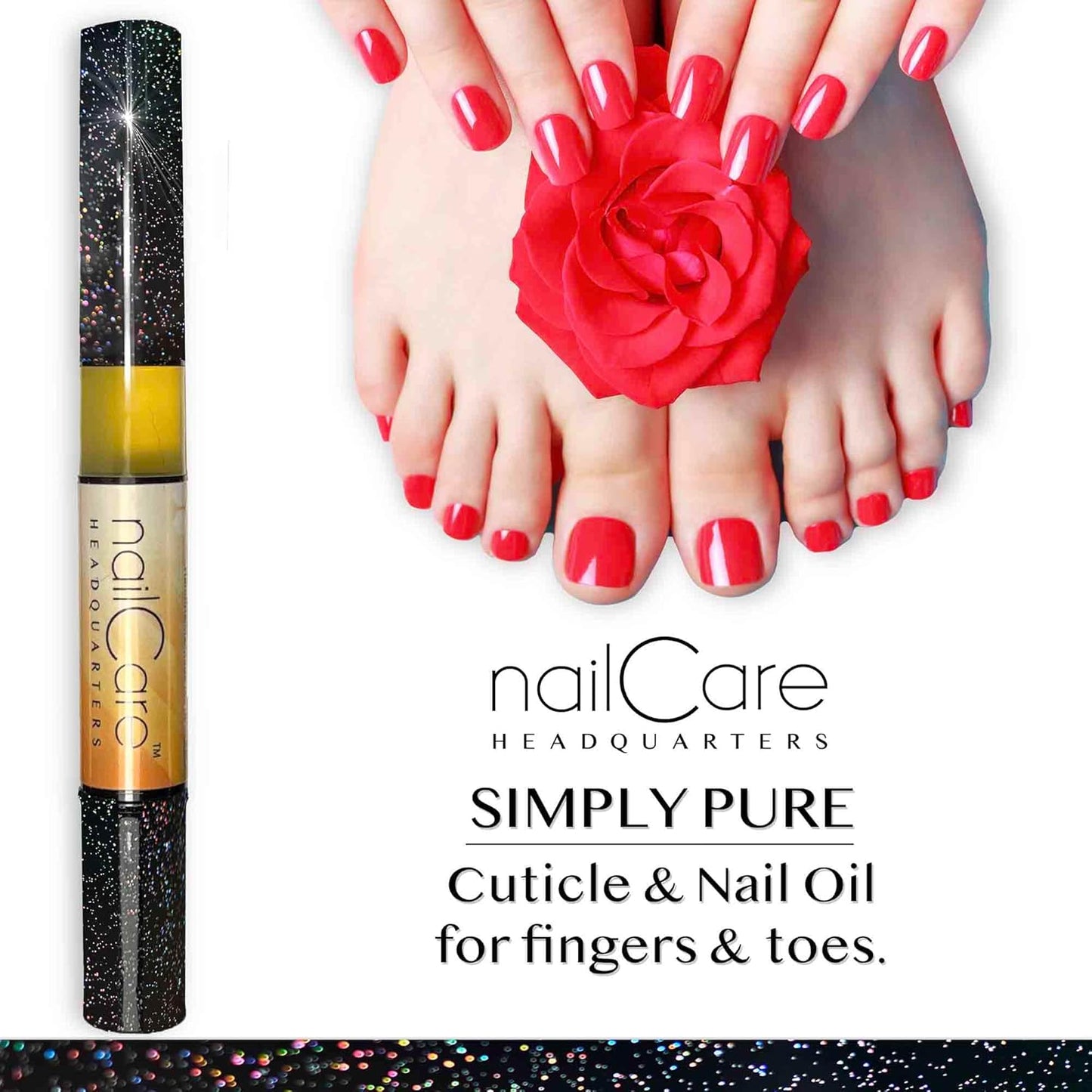 Cuticle Oil Pen for Nails - Nail Strengthener & Growth Serum for Damaged Nails, Hangnails w/Jojoba cuticle oil—Milk & Honey Fragrance - Holographic Glitter Pens 4-Pack (Milk and Honey)
