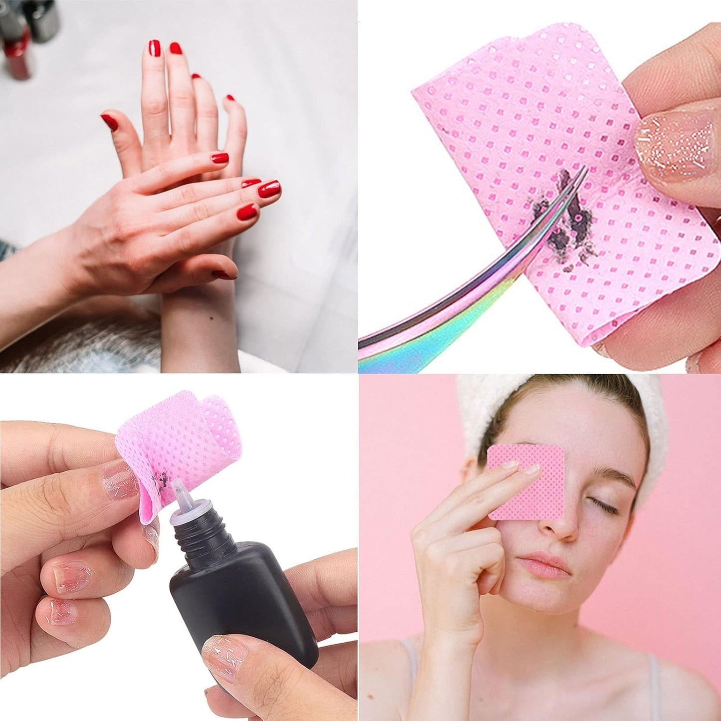 Lint Free Nail Wipes, 1200Pcs Pink Eyelash Extension Glue Cleaning Wipes, Absorbent Soft Non-Woven Fabric Gel Nail Polish Remover Pads, No Lint Nail Cotton Pads for Eyelash Extensions Nails Lash Glue