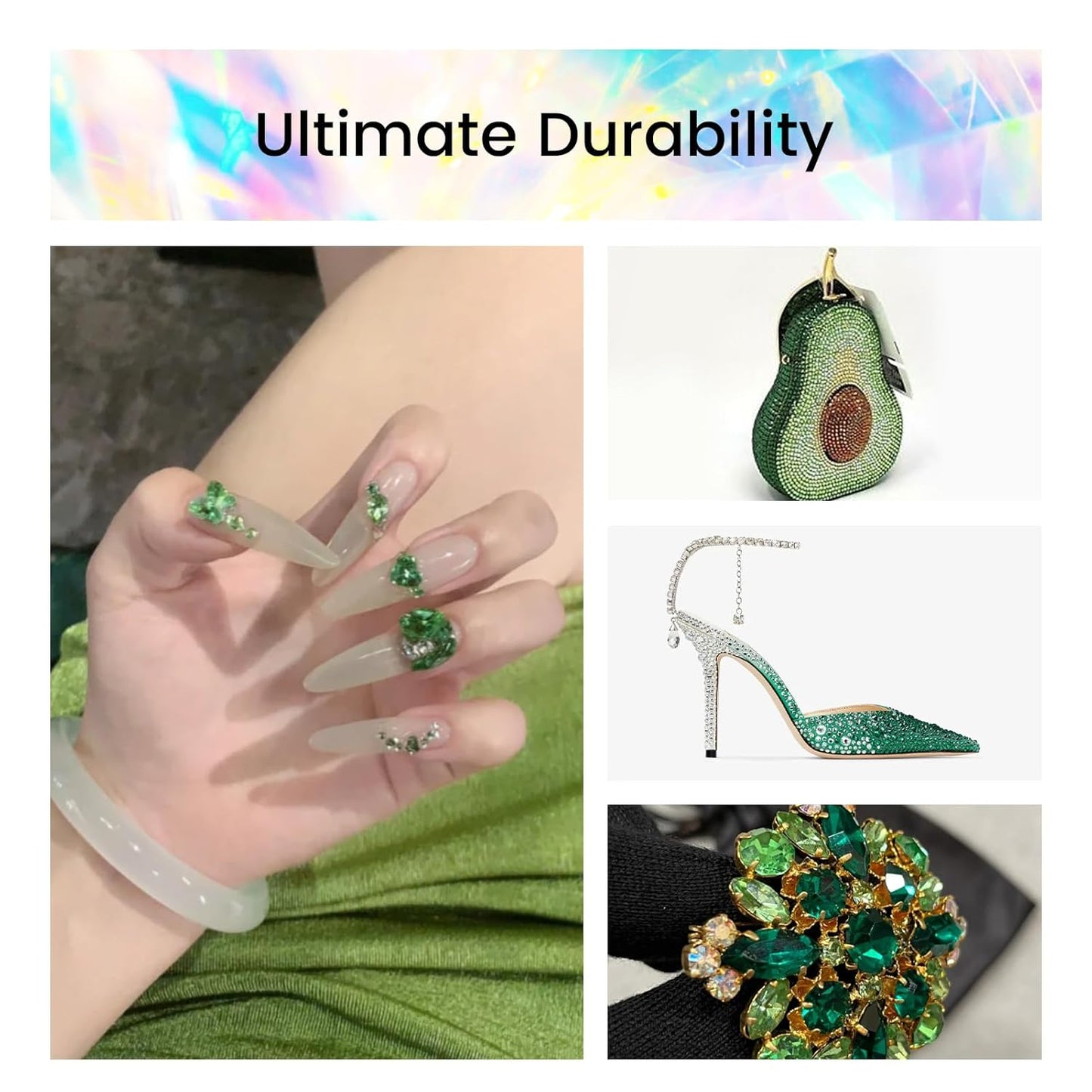 Novani Rhinestones 3000Pcs Flatback Crystal Round Loose Gemstones Glass Rhinestones for Crafts Makeup Nail Art Clothes Shoes DIY Decorations(SS8, 2.3-2.5mm,Green)