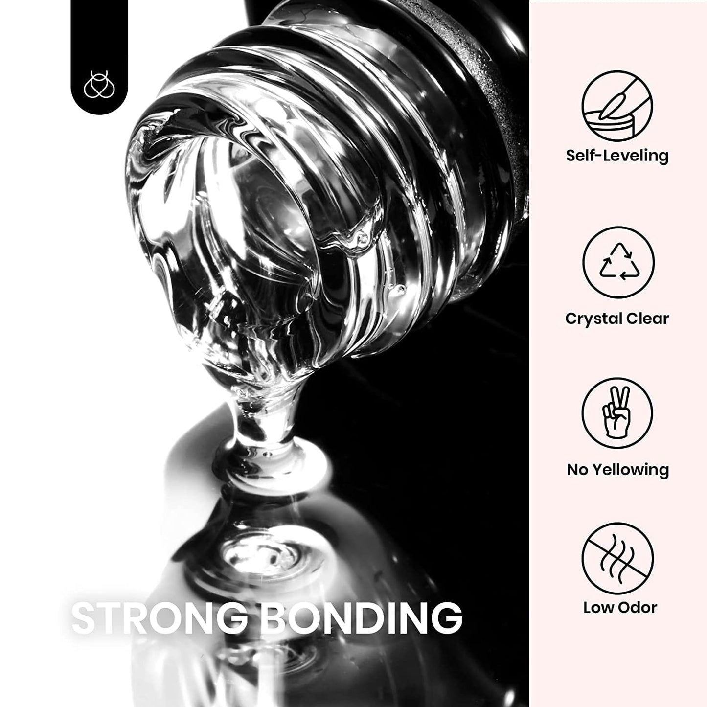 Beetles Gel Nail Glue and No Wipe Top Coat Kit, 2Pcs 15ml 5 In 1 UV Nail Glue for Acrylic Nail Tips Clear Press On Nails, Easy Nail Extension Gel, Soak Off LED Shine Finish DIY Home Manicure