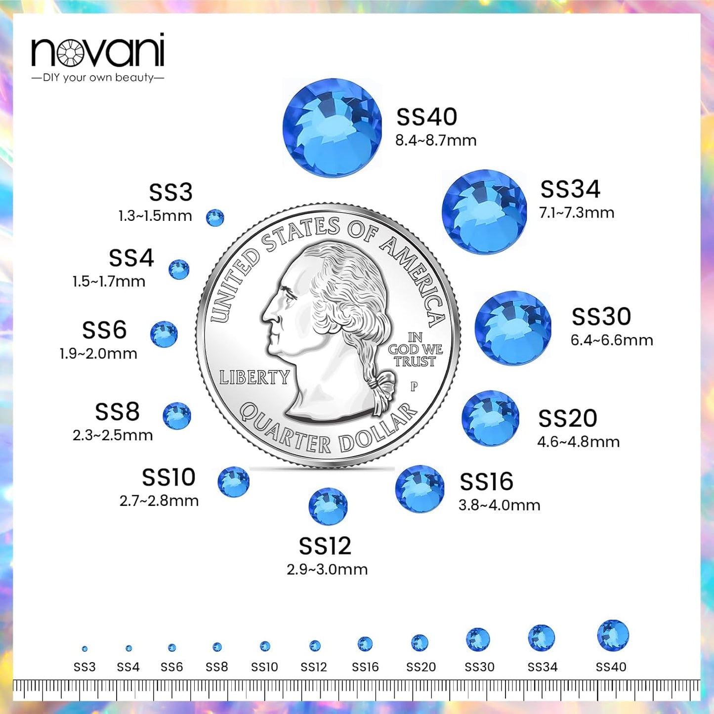 Flatback Rhinestones Non Hotfix Rhinestones for Crafts Glass Nail Rhinestones Nail Gems Crystals Rhinestones for Makeup Bags Shoes Decoration DIY(SS10,1440pcs,Capri Blue)