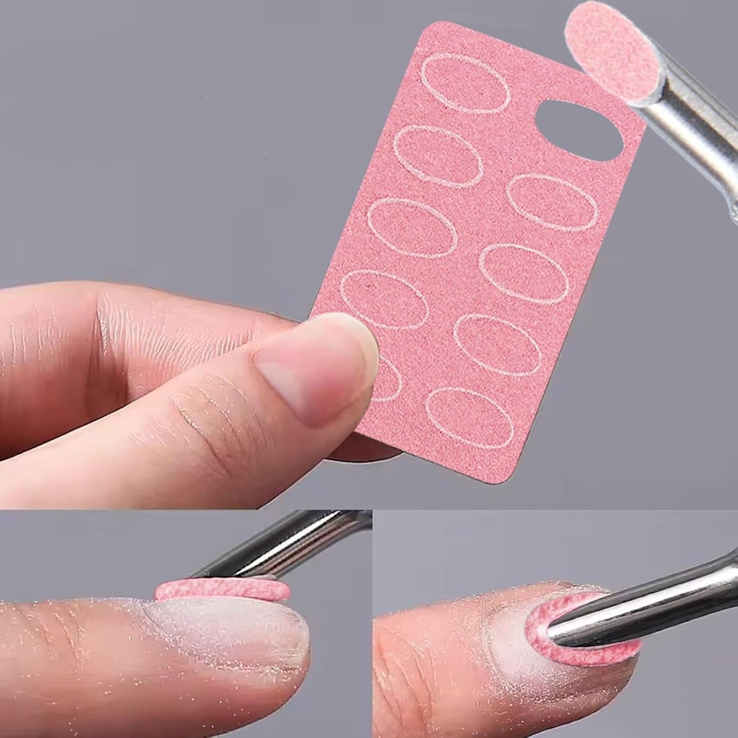 SILPECWEE Pre-treatment Nail Cuticle Pusher, Dual Ended Nail Pusher with Storage Bags, 100pcs Self Adhesive Sandpaper - 100/180 Grit for Nail Art Pre-polishing Nails Supplies for Fingernail and Foot